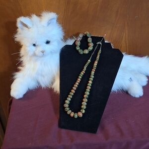 Coldwater Creek Green and Brown Beaded Necklace Set